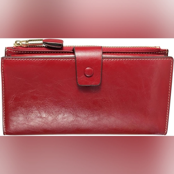 Itslife Womens RFID Blocking Large Capacity Burgundy Leather Wallet - Picture 1 of 7